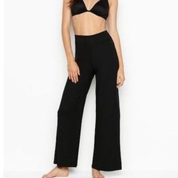 Victoria's Secret Pants - Victoria's Secret High Waist Modal Wide Leg Lounge Pant Black Womens M/LG